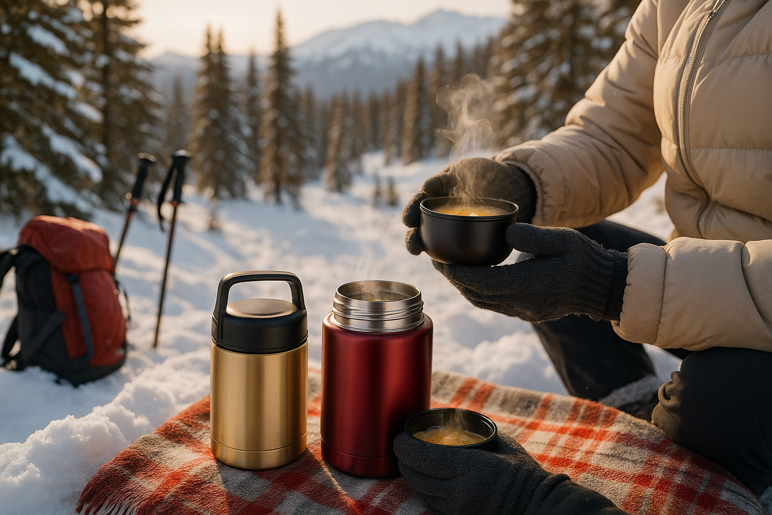 Thermos repas chaud Cafera en extérieur, repas nomade isotherme 1 kg, étanche, usage randonnée/ski